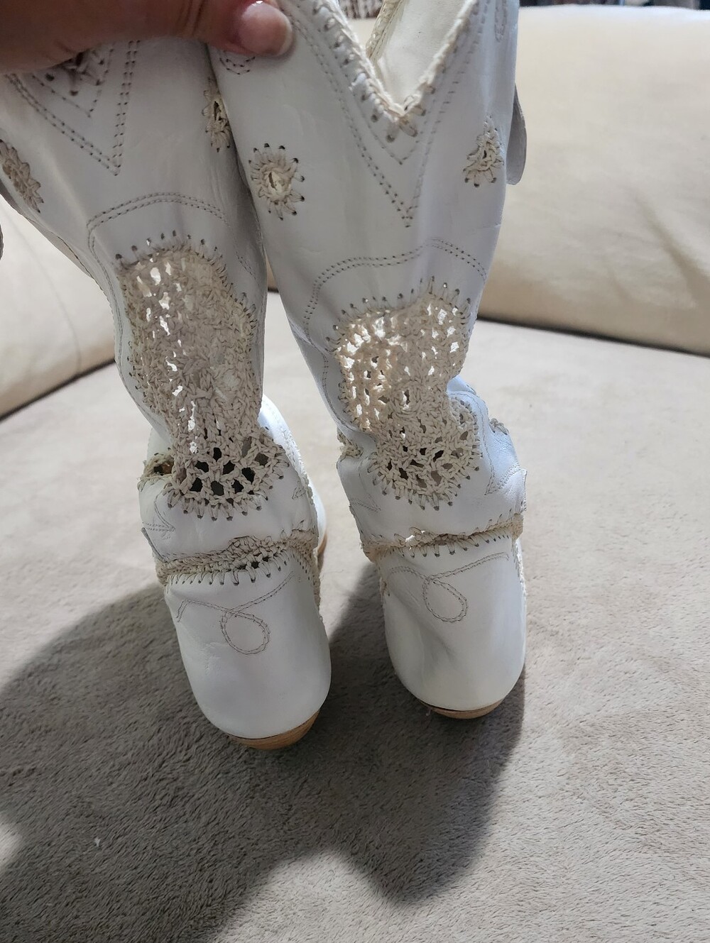 El Vaquero, Handmade, Italian Leather, Crochet Boots, Boho Chic, Western Boots. - Picture 6 of 15